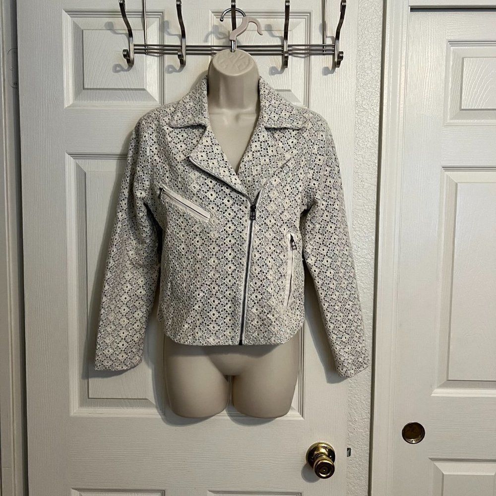 Anthropologie Dolan Rossi Eyelet Moto Jacket Size Small